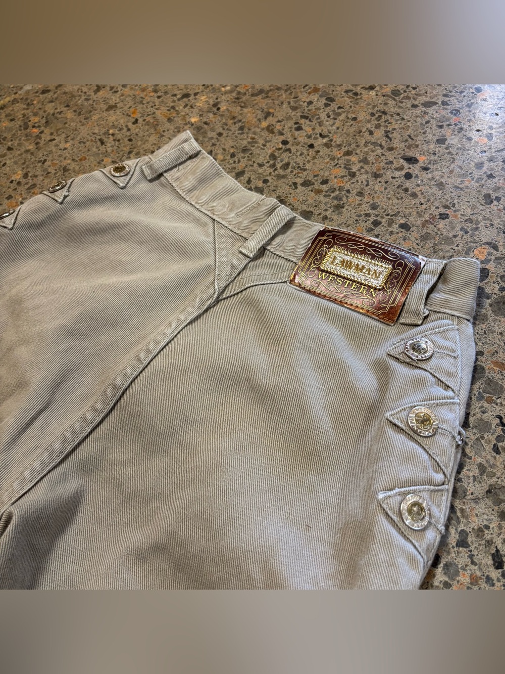 Lawman Western High Rise Jeans (3, Waist 24)  Denim, Cream, Beige, Khaki, Tan